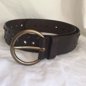 Old Navy Studded Brass Grommet Leather Belt S
